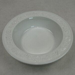 Set Of 5 Vtg Vitrock Dessert Bowls 5" Milk Glass White Embossed Floral Rim 1930s